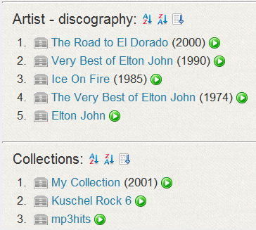Collections in a discography