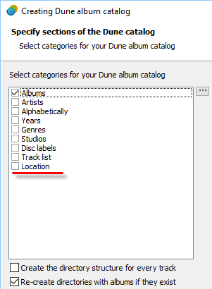Location as a category for Dune HD music catalog