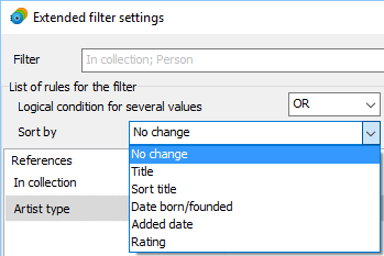 Sorting rules for extended filters