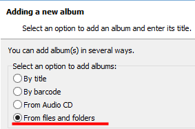Add albums from files and folders