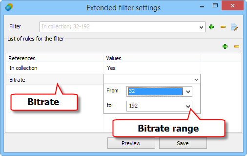 Select bitrate range