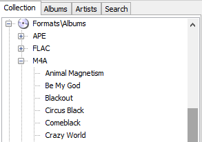 Sorting albums by format on the Collection tab