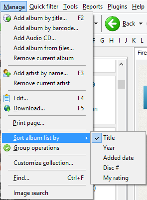 Sort the main list of albums