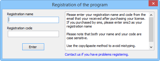 Registration window