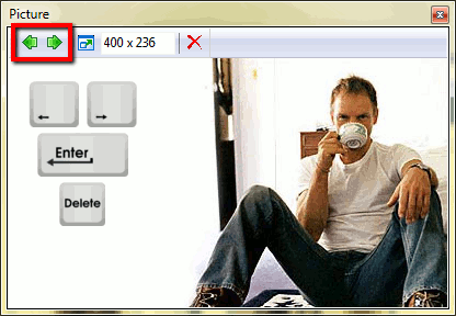Use arrow keys to navigate between pictures