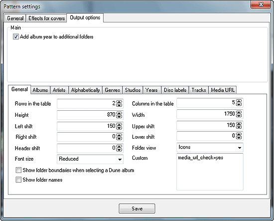 Output options for your Dune music catalog