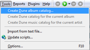 Start the Dune catalog wizard